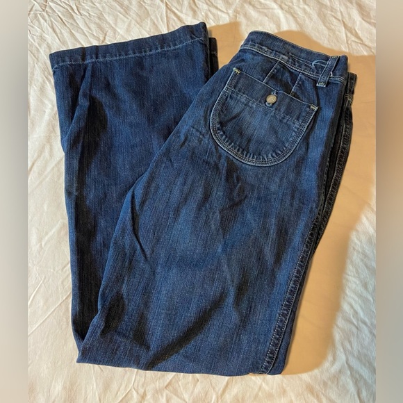 American Eagle Artist Flare Stretch Denim Jeans Blue Women's Size 12 GUC Bell - Picture 1 of 11